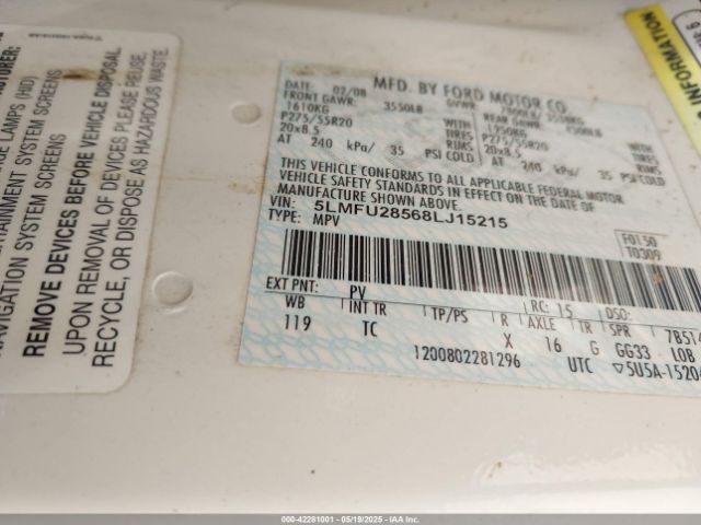 2008 LINCOLN NAVIGATOR 5LMFU28568LJ15215 Photo 8