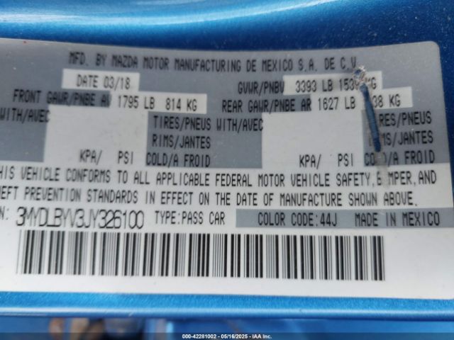 3MYDLBYV3JY326100 Toyota YARIS IA
