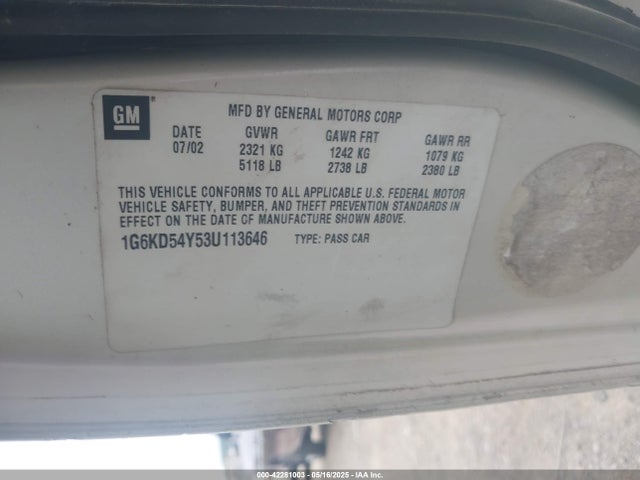 2003 CADILLAC DEVILLE 1G6KD54Y53U113646 Photo 8