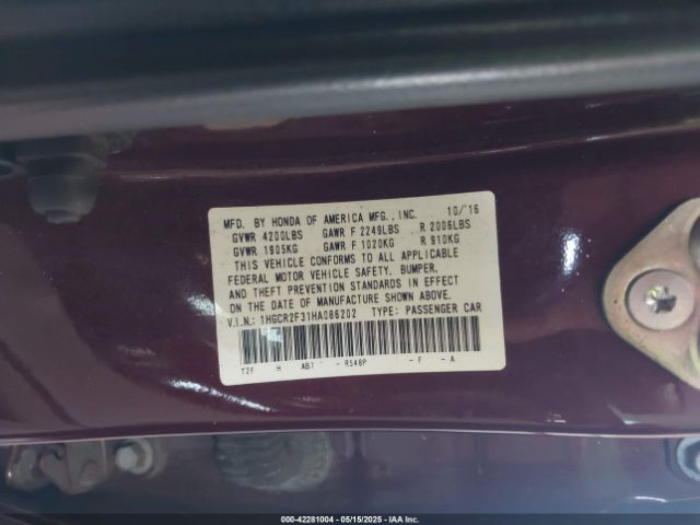 1HGCR2F31HA086202 Honda ACCORD LX