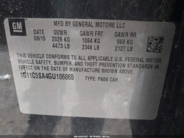 2016 CHEVROLET MALIBU LIMITED 1G11C5SA4GU106865 Photo 8