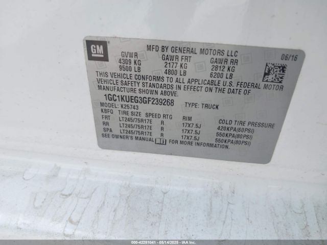 1GC1KUEG3GF239268 Chevrolet Silverado 2500hd Wt