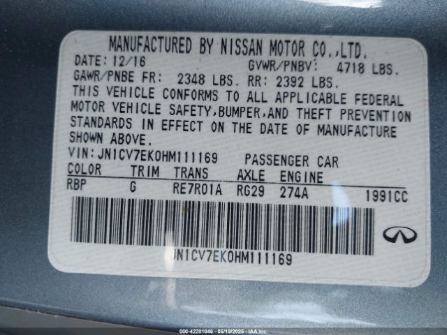2017 INFINITI Q60 JN1CV7EK0HM111169 Photo 8