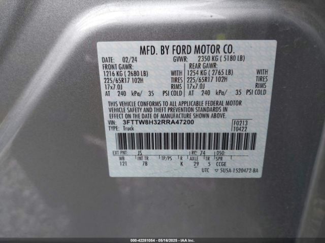 3FTTW8H32RRA47200 Ford Maverick Xlt