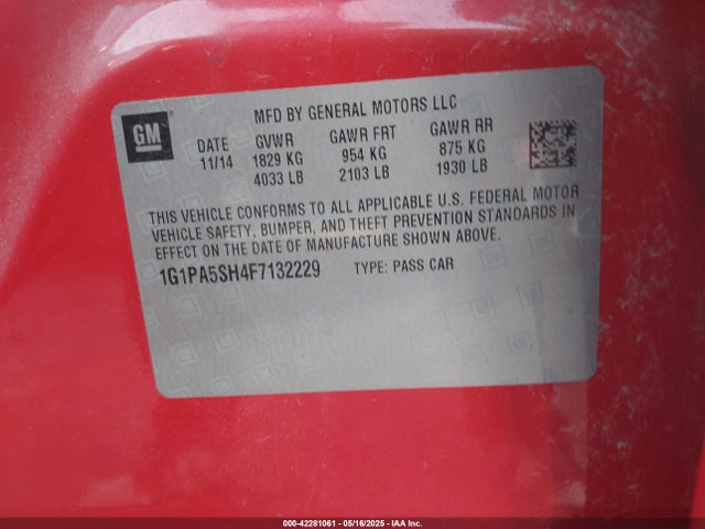 1G1PA5SH4F7132229 Chevrolet Cruze Ls Auto