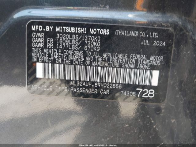 ML32AUHJ8RH022856 Mitsubishi Mirage Es/le