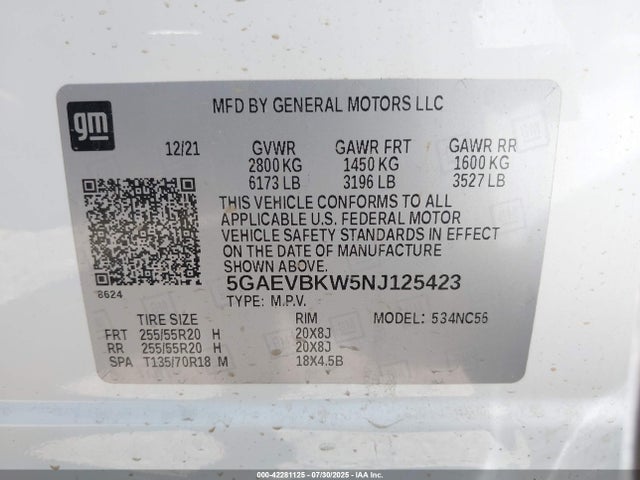 5GAEVBKW5NJ125423 Buick lfy - spark ignited direct injection, atss, gen1