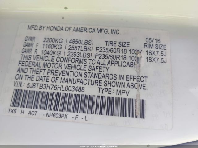 2017 ACURA RDX 5J8TB3H76HL003488 Photo 8