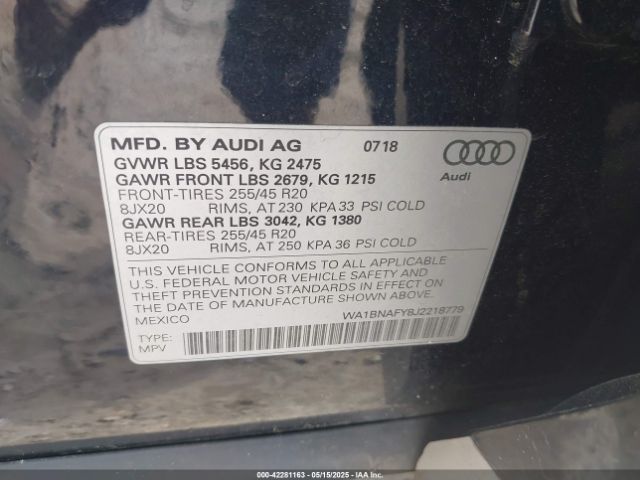 2018 AUDI Q5 WA1BNAFY8J2218779 Photo 8