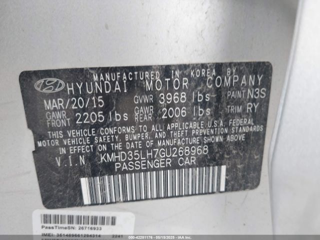 KMHD35LH7GU268968 Hyundai ELANTRA GT