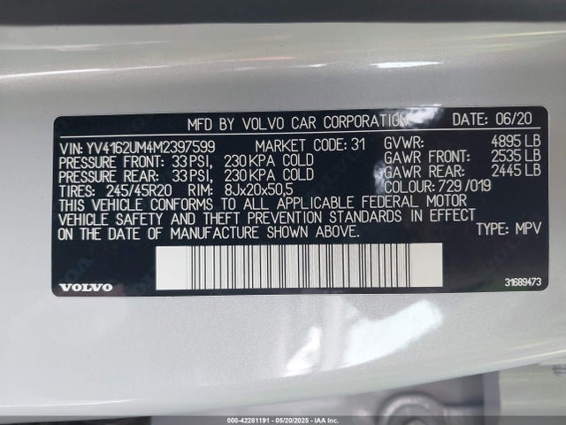 YV4162UM4M2397599 Volvo Xc40 T5 R-design