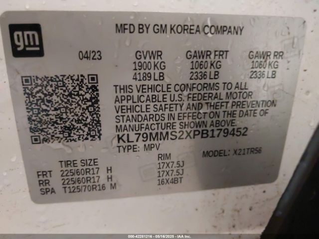 KL79MMS2XPB179452 Chevrolet lih