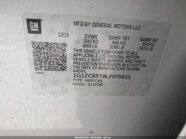 1G1ZC5ST8LF075011 Chevrolet Malibu Fwd 1fl