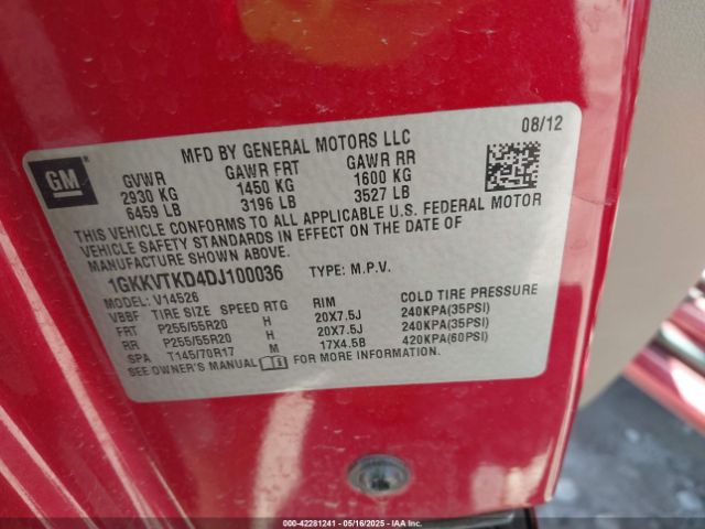 2013 GMC ACADIA 1GKKVTKD4DJ100036 Photo 8