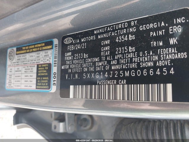5XXG14J25MG066454 KIA t-gdi gamma ii