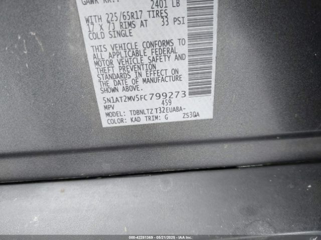 5N1AT2MV5FC799273 Nissan ROGUE SV