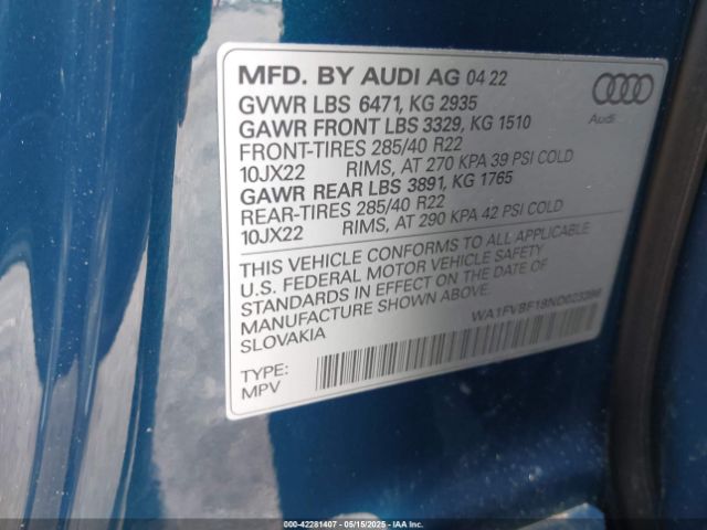 2022 AUDI Q8 WA1FVBF18ND023396 Photo 8