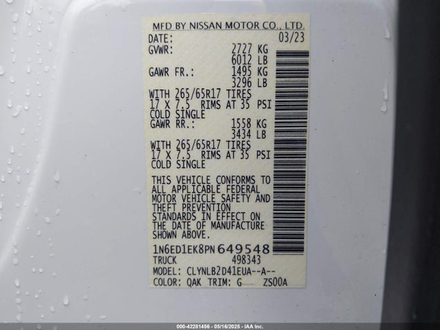 1N6ED1EK8PN649548 Nissan 2023