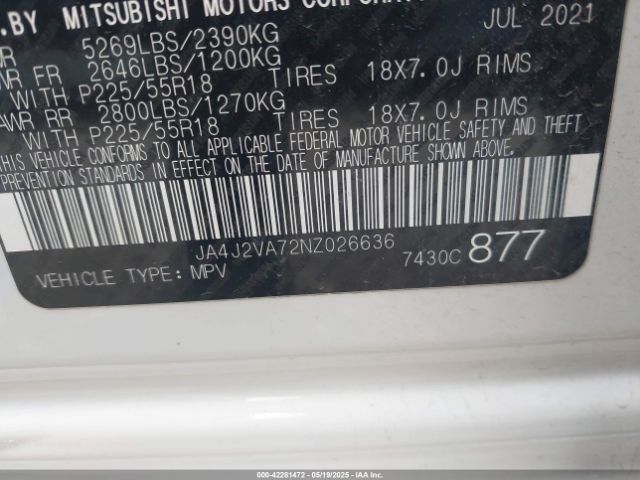 2022 MITSUBISHI OUTLANDER PHEV JA4J2VA72NZ026636 Photo 8