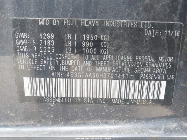 4S3GTAA66H3701411 Subaru Impreza 2.0i
