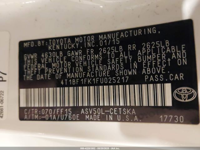 4T1BF1FK1FU025217 Toyota CAMRY SE