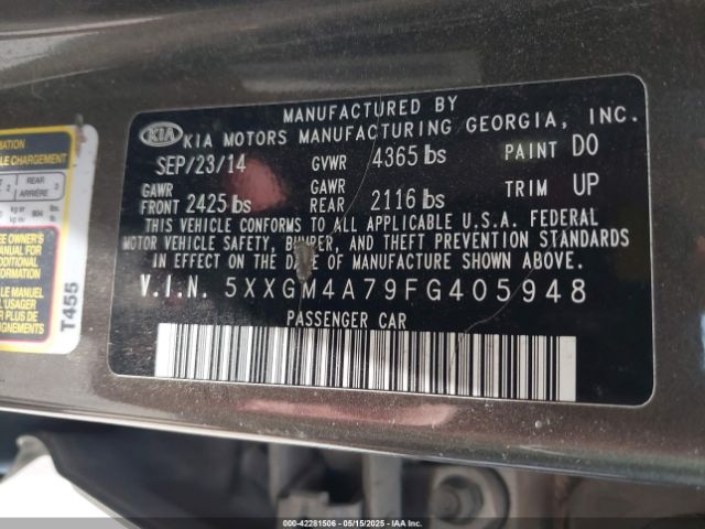 5XXGM4A79FG405948 KIA Optima Lx