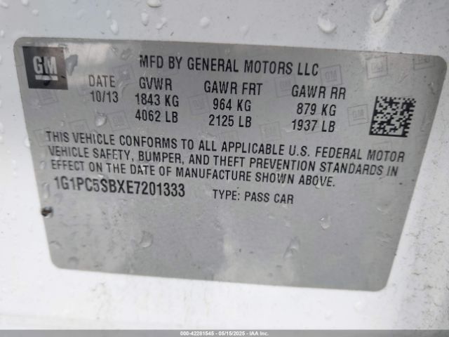 1G1PC5SBXE7201333 Chevrolet Cruze 1lt Auto