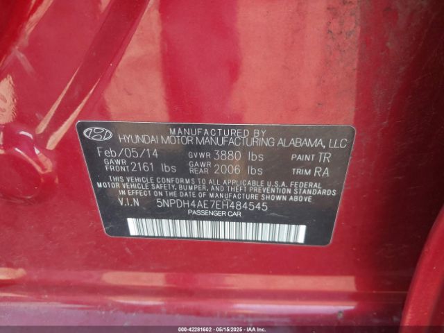 5NPDH4AE7EH484545 Hyundai ELANTRA SE