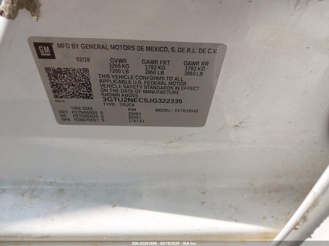 3GTU2NEC5JG322335 GMC l83 -spark ignited direct injection, variable valve timing, afm, e85 max, alum
