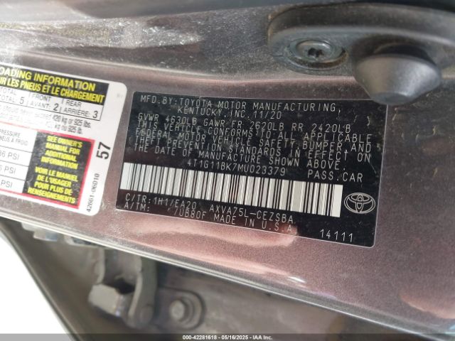 4T1G11BK7MU023379 Toyota Camry Se Awd