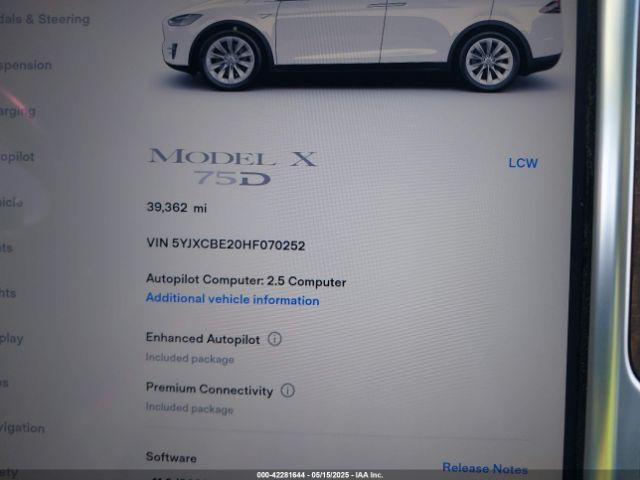 5YJXCBE20HF070252 Tesla Model X 100d/75d/90d