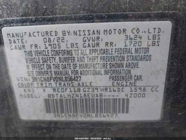 2022 NISSAN VERSA 3N1CN8FV0NL856427 Photo 8