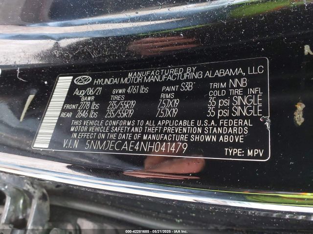 5NMJECAE4NH041479 Hyundai gdi theta iii
