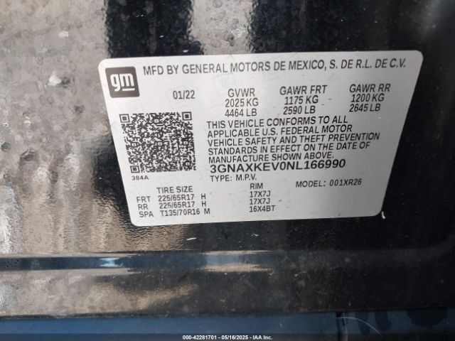 2022 CHEVROLET EQUINOX 3GNAXKEV0NL166990 Photo 8