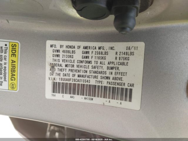 2012 ACURA TL 19UUA8F26CA010540 Photo 8
