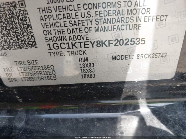 1GC1KTEY8KF202535 Chevrolet Silverado 2500hd Ltz