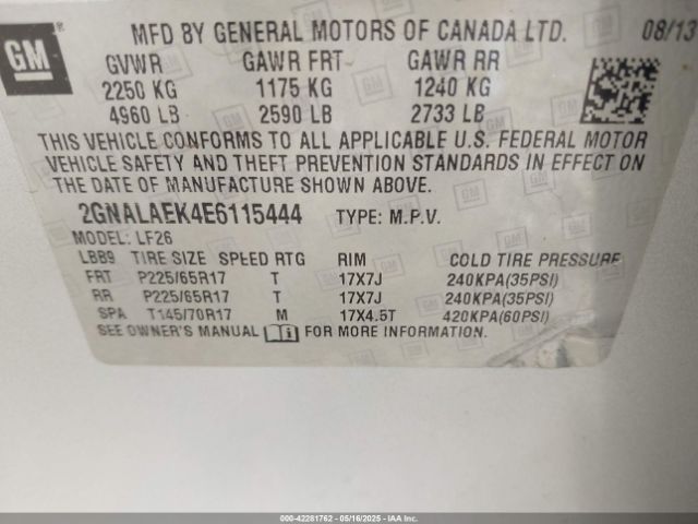2GNALAEK4E6115444 Chevrolet EQUINOX LS