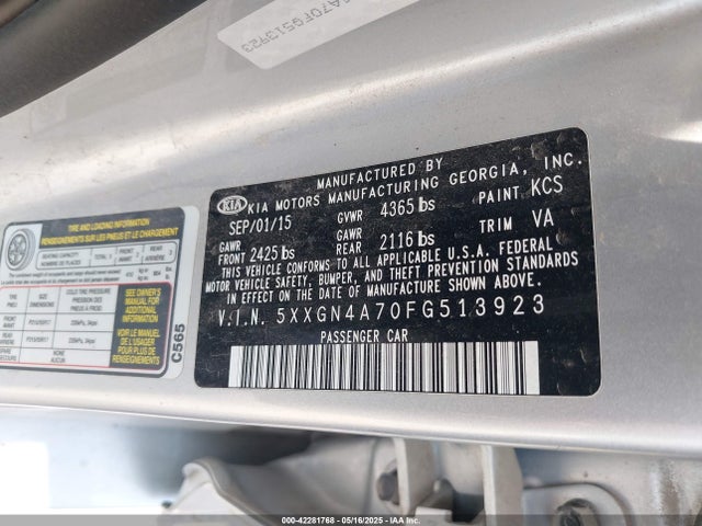 5XXGN4A70FG513923 KIA dohc gdi theta ii