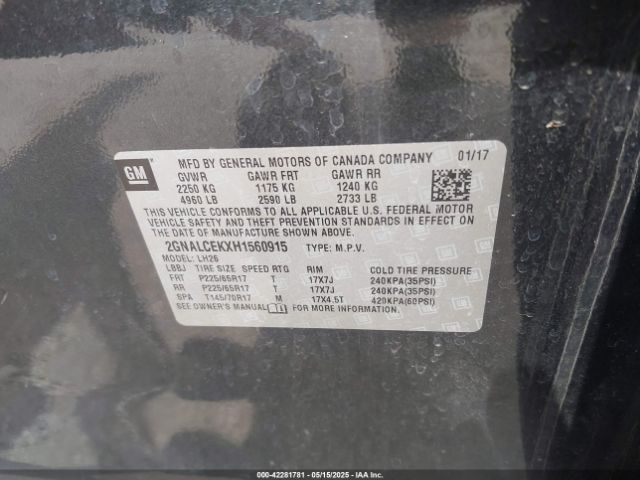 2GNALCEKXH1560915 Chevrolet lea - sidi: spark ignited direct injection, e85 max, alum