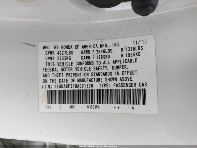 2011 ACURA TL 19UUA9F51BA001596 Photo 8