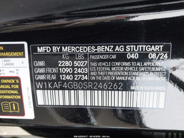 Mercedes-Benz m254 2025 W1KAF4GB0SR246262 Image 9