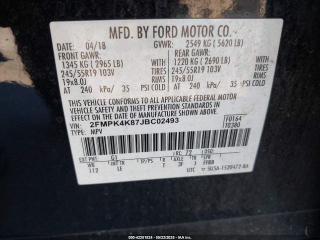 2018 FORD EDGE 2FMPK4K87JBC02493 Photo 8