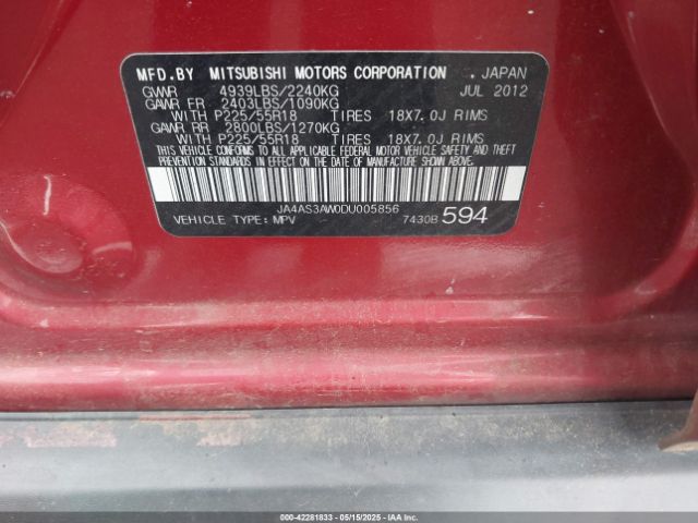 2013 MITSUBISHI OUTLANDER JA4AS3AW0DU005856 Photo 8