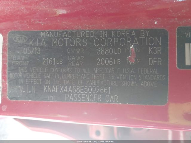 KNAFX4A68E5092661 KIA FORTE LX