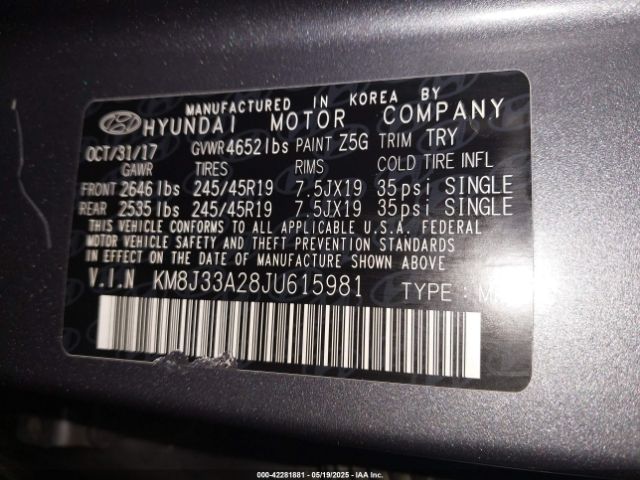 2018 HYUNDAI TUCSON KM8J33A28JU615981 Photo 8