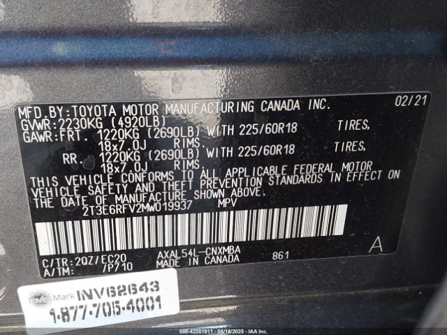 2021 TOYOTA RAV4 HYBRID 2T3E6RFV2MW019937 Photo 8