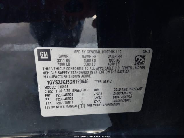 1GYS3JKJ5GR120646 Cadillac l86 - sidi, vvt, afm, e85 max, alum