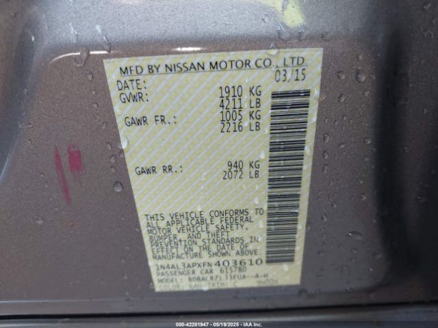 1N4AL3APXFN403610 Nissan Altima 2.5 Sl