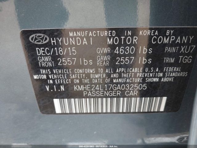 KMHE24L17GA032505 Hyundai Sonata Hybrid Se