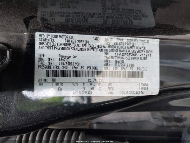 1FADP3F26EL211271 Ford FOCUS SE